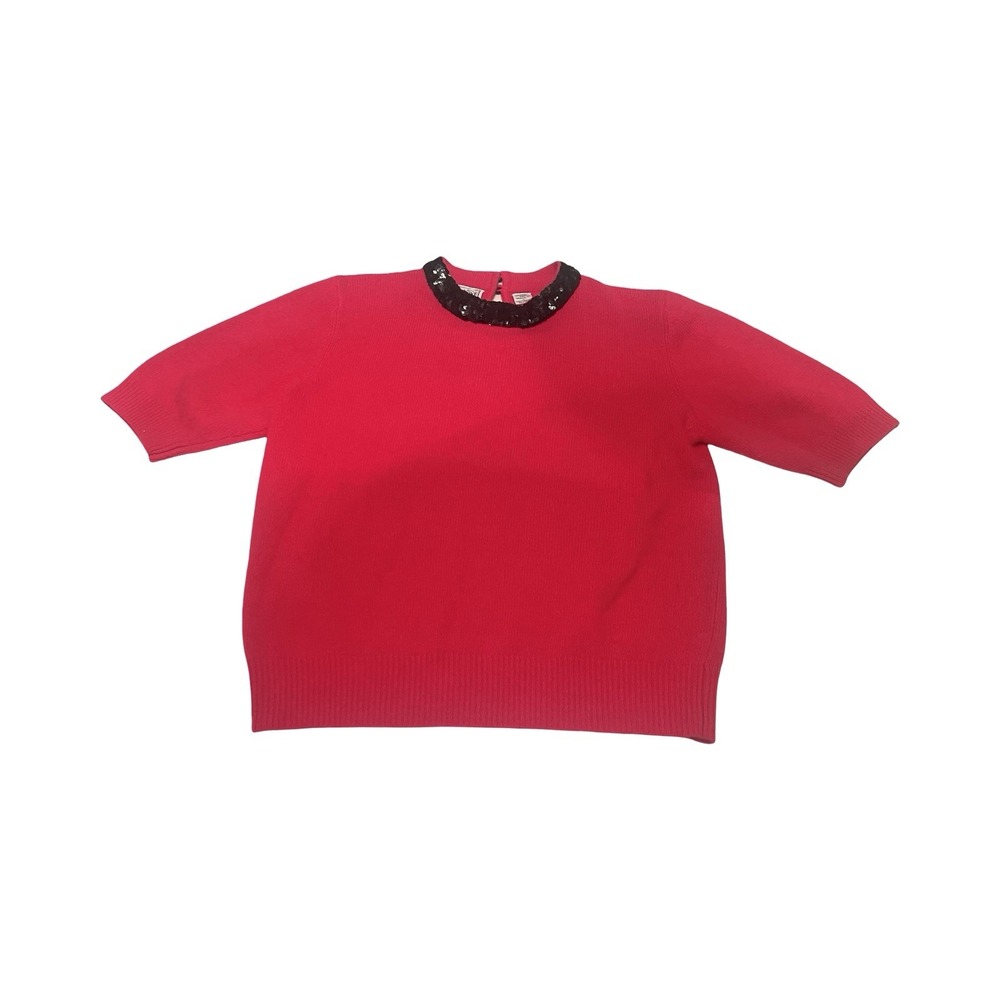 Evan-Picone Vintage Pink‎ Lambswool Angora Sequin Collar Sweater Top Large